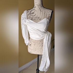 Elegant White Wrap Crop Top